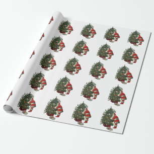 Vintage Christmas, Santa Claus with Presents Wrapping Paper