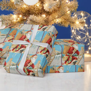 Vintage Christmas Santa Claus with Presents Wrapping Paper