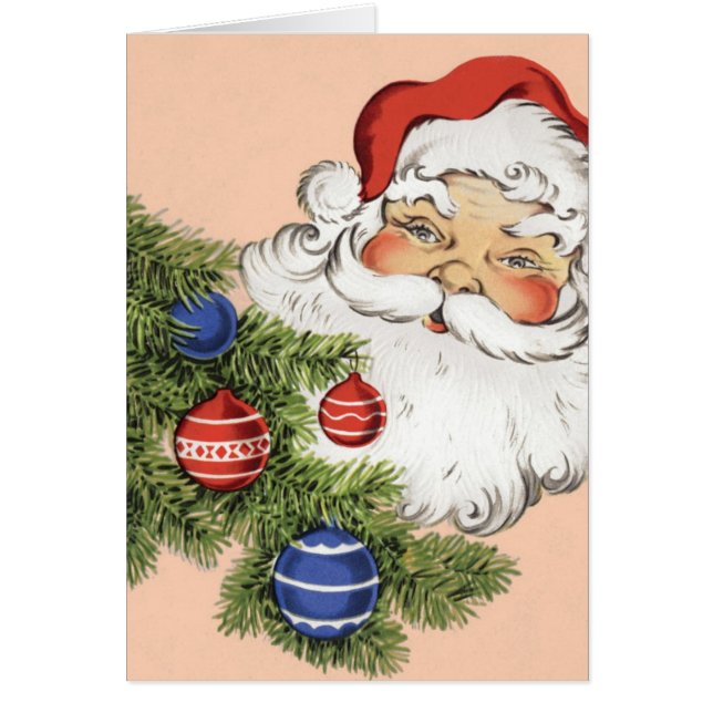 Vintage Christmas Santa Claus with Tree Ornaments (Front)