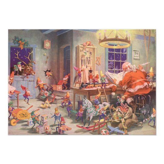Vintage Christmas, Santa Claus Workshop Invitation
