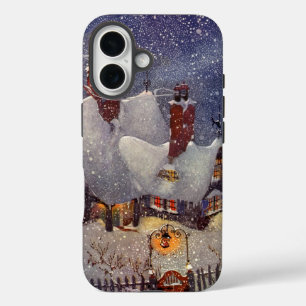 Vintage Christmas, Santa Claus Workshop North Pole iPhone 16 Case