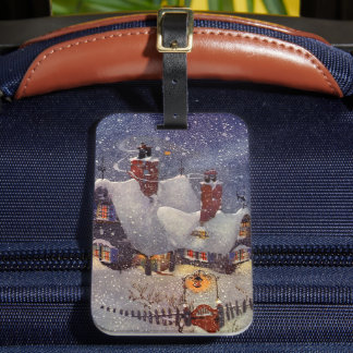 Vintage Christmas, Santa Claus Workshop North Pole Luggage Tag