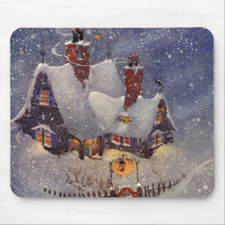 Vintage Christmas, Santa Claus Workshop North Pole Mouse Mat
