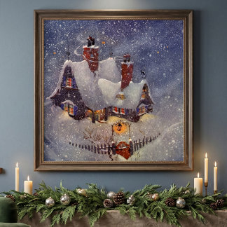 Vintage Christmas, Santa Claus Workshop North Pole Poster