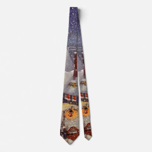 Vintage Christmas, Santa Claus Workshop North Pole Tie