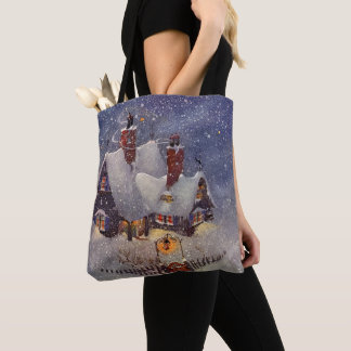Vintage Christmas, Santa Claus Workshop North Pole Tote Bag
