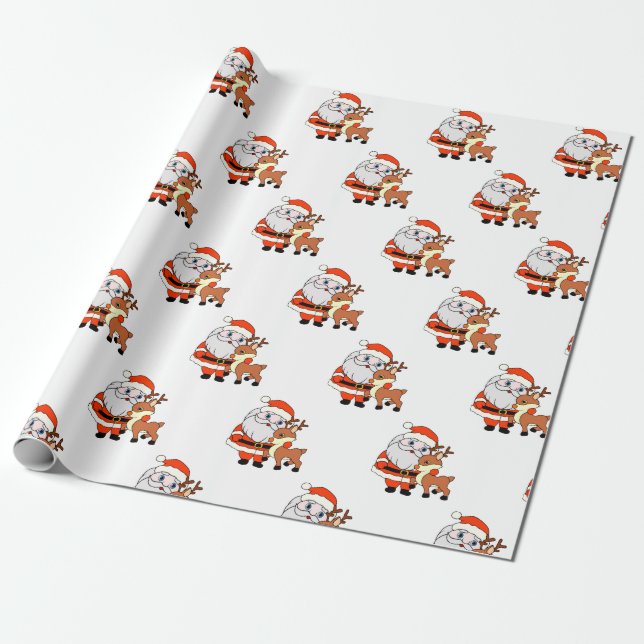 Vintage Christmas Santa Claus Wrapping Paper (Unrolled)