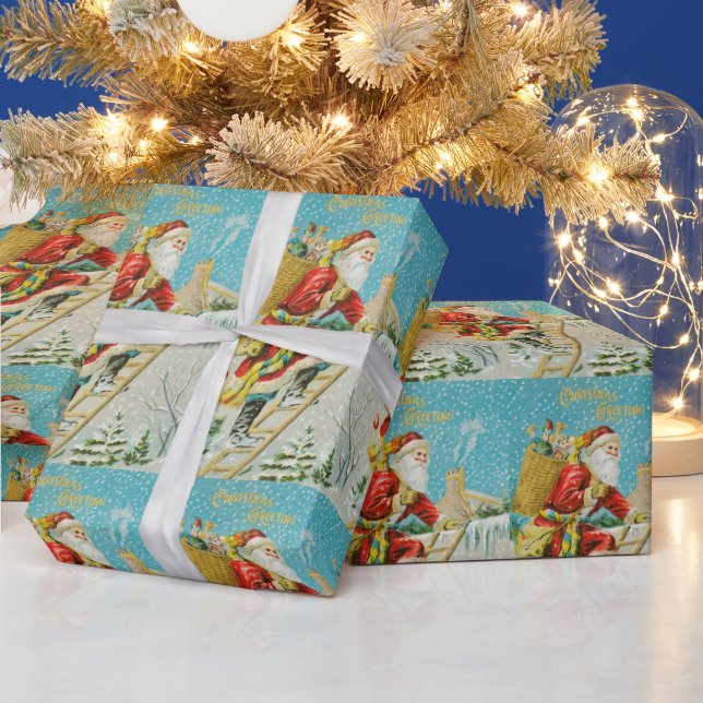 Vintage christmas santa claus  wrapping paper (Holidays)