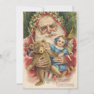 Vintage Christmas Santa Creeper Holiday Card