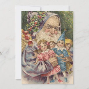 Vintage Christmas Santa Creeper Holiday Card