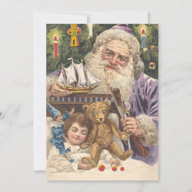 Vintage Christmas Santa Creeper Holiday Card (Front)