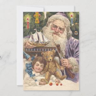 Vintage Christmas Santa Creeper Holiday Card