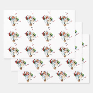 Vintage Christmas Santa Custom To and From Name Wrapping Paper Sheet