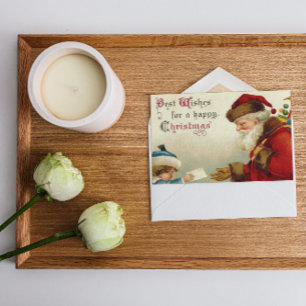 Vintage Christmas Santa Gifts Baby Boy give Letter Holiday Card