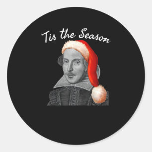 Vintage Christmas Santa Hat Funny Tis Season Classic Round Sticker