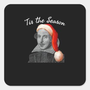 Vintage Christmas Santa Hat Funny Tis Season Square Sticker