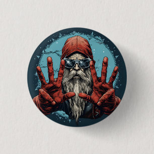 Vintage Christmas Santa Heavy Metal Rock and Roll 3 Cm Round Badge