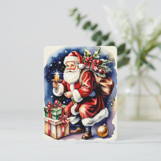 vintage christmas santa holiday card (Standing Front)