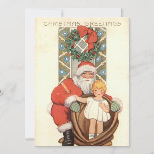 Vintage Christmas Santa Holiday Card (Front)