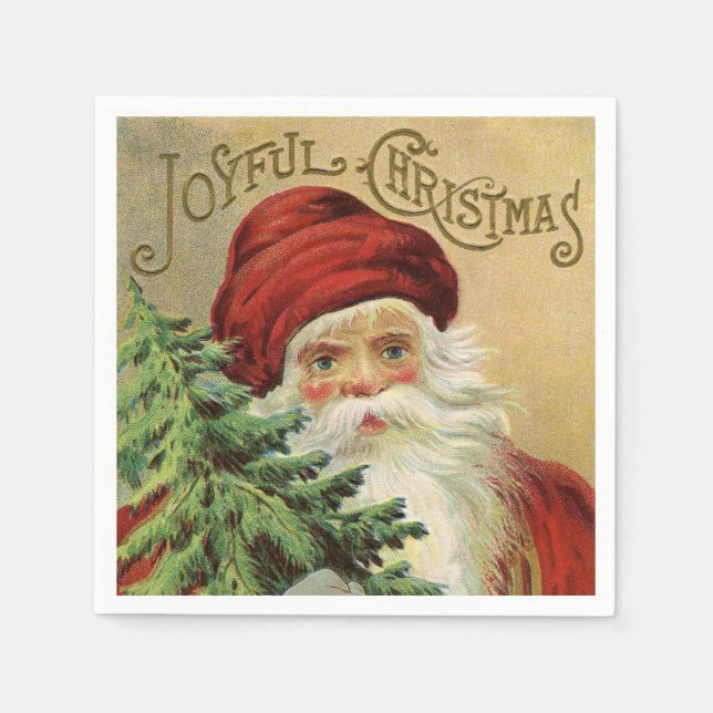 Vintage Christmas Santa Holiday party napkins (Front)