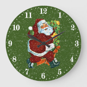 Vintage Christmas Santa Holiday wall clock