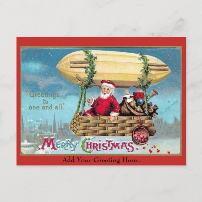 Vintage Christmas Santa Illustration 1909 Holiday Postcard (Front)