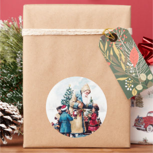 vintage Christmas Santa kids Holiday Classic Round Sticker
