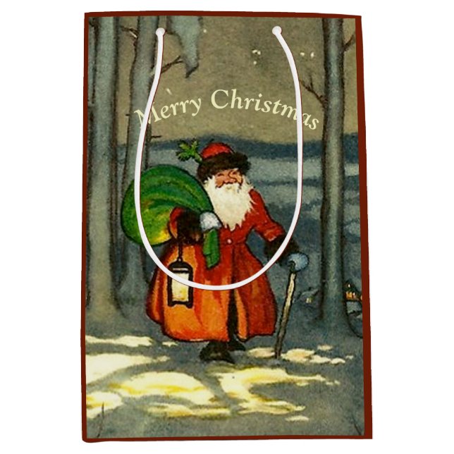 Vintage Christmas Santa  Medium Gift Bag (Front)