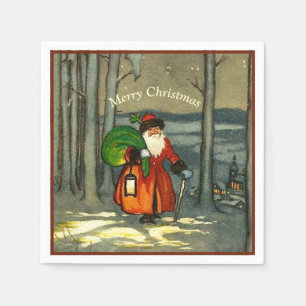 Vintage Christmas Santa Napkin