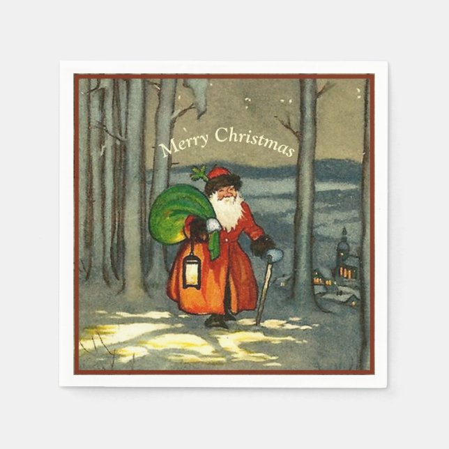 Vintage Christmas Santa  Napkin (Front)
