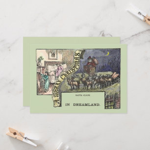 Vintage Christmas Santa Reindeer and Children   Card
