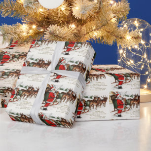 Vintage Christmas Santa reindeer tiled party wrap Wrapping Paper
