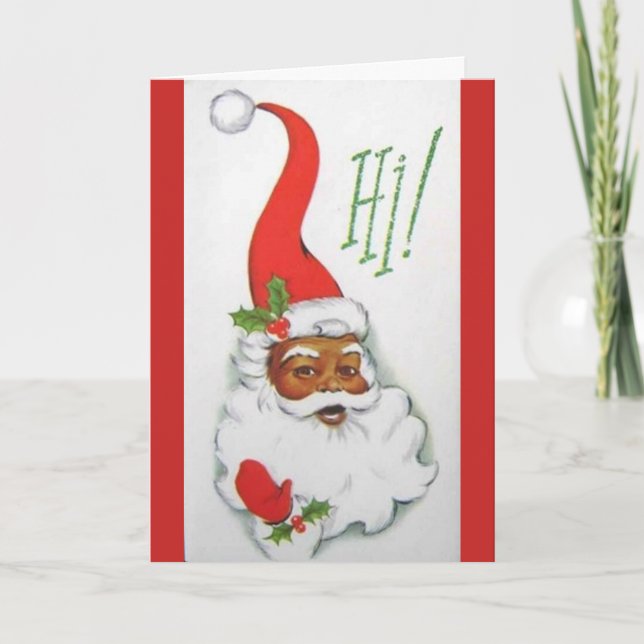Vintage Christmas - Santa Says Hi!, Holiday Card (Front)