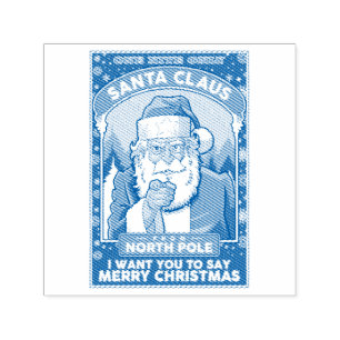 Vintage Christmas Santa Says Merry Christmas Self-inking Stamp
