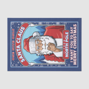 Vintage Christmas Santa Says Merry Christmas Tissue Paper