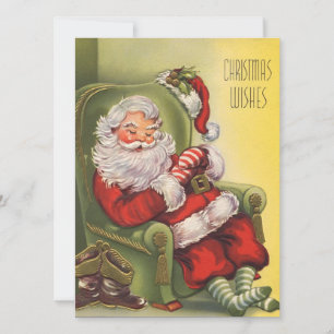 Vintage Christmas Santa Sleeping Holiday Card