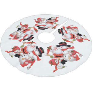 Vintage Christmas Santa Snowman Holiday tree skirt