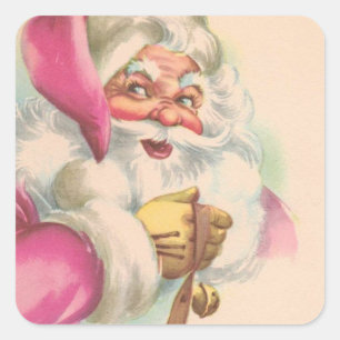 Vintage Christmas Santa Square Sticker