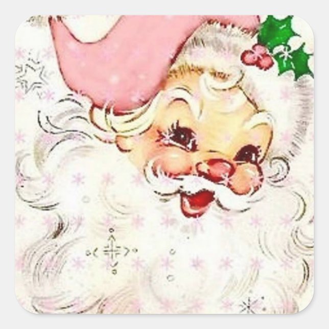 Vintage Christmas Santa Square Sticker (Front)