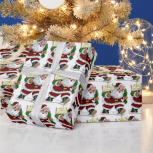 Vintage Christmas Santa tiled party Wrapping Paper