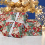 Vintage Christmas Santa With Reindeer Wrapping Paper<br><div class="desc">Vintage Christmas Santa With Reindeer Holiday Wrapping Paper.</div>