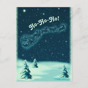 Vintage Christmas Santa's Sleigh Winter Scene Postcard