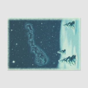 Vintage Christmas Santa's Sleigh Winter Scene Tissue Paper