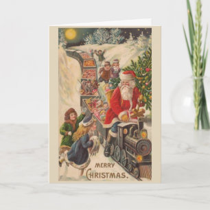 Vintage Christmas-Santa's Train of Toys & Treats, Card