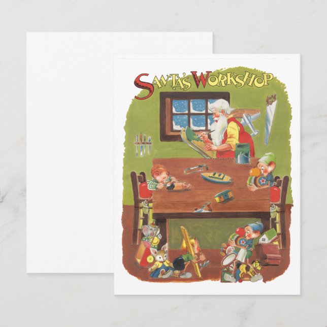 Vintage Christmas, Santa's Workshop Invitation (Front/Back)