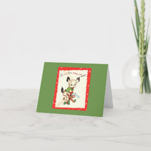 Vintage Christmas Sawing Dog Card