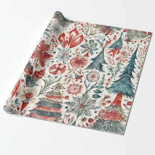 Vintage Christmas Scandinavian Design  Wrapping Paper