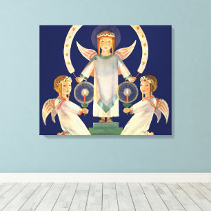 Vintage Christmas, Scandinavian Santa Lucia Angels Canvas Print