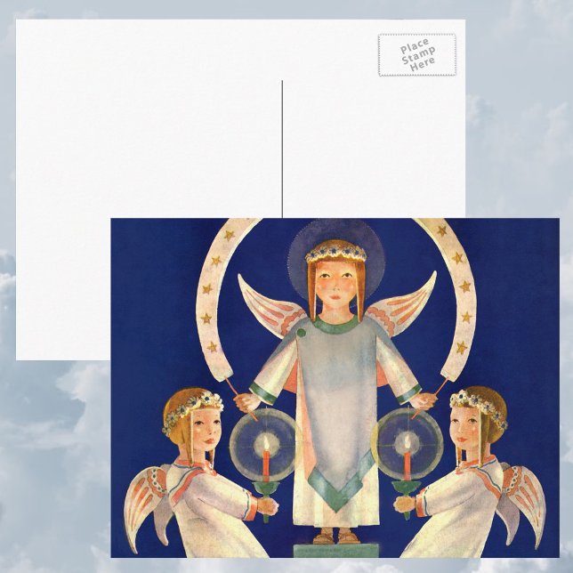 Vintage Christmas, Scandinavian Santa Lucia Angels Holiday Postcard (Creator Uploaded)