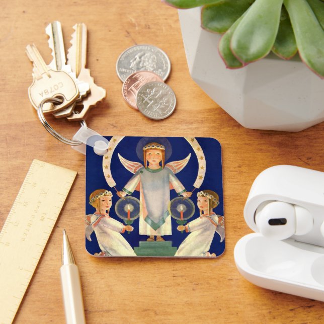 Vintage Christmas, Scandinavian Santa Lucia Angels Key Ring (Desk)